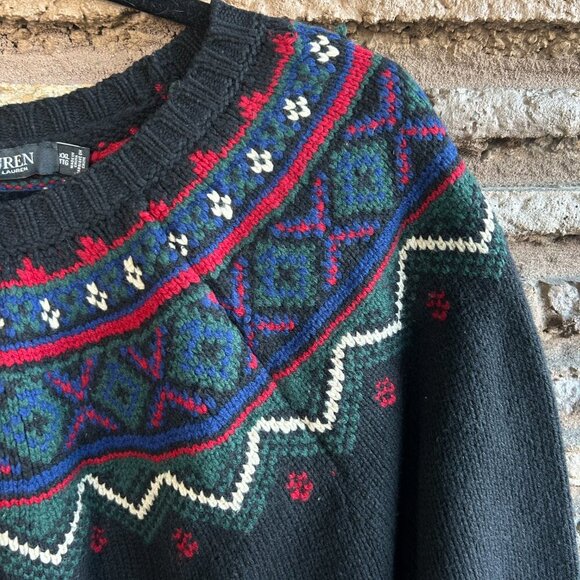 Lauren Ralph Lauren Black Label Fair Isle Wool Sweater Size XL - Picture 7 of 10